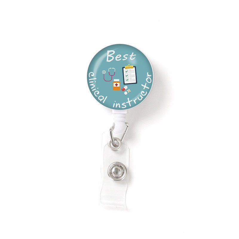 Retractable Buckle Glass Nurse Badge and Pass Holder