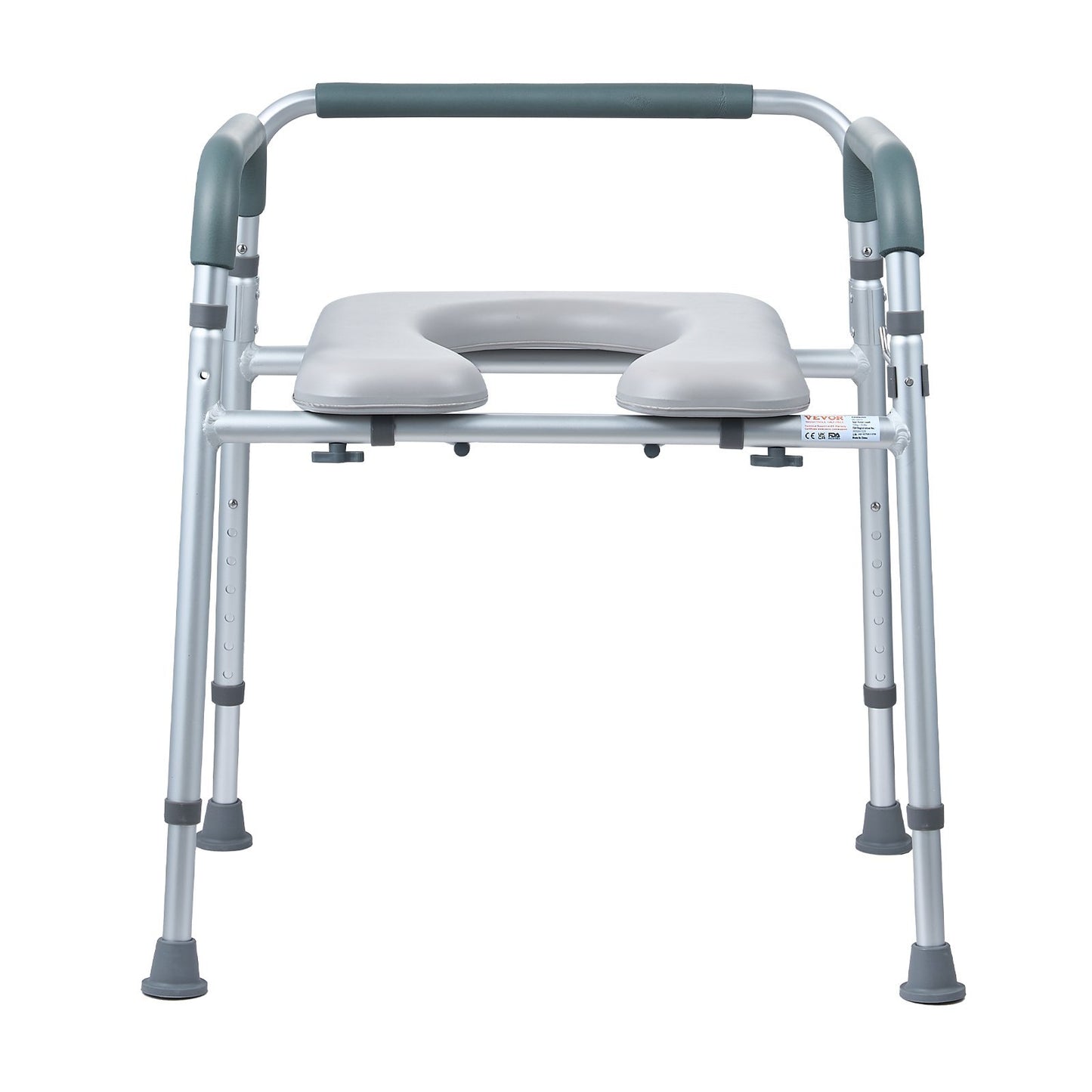 VEVOR Commode Chair, Bedside Commode With Padded Seat And Arms, 7-Level Adjustable Height, 5.8L Removable Bucket, Easy To Assemble, 350 LBS Capacity, Raised Toilet Seat For Adults Seniors